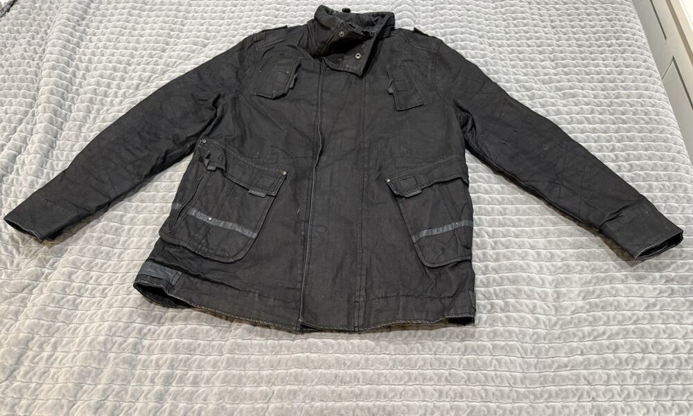 River Island Utility Jacket Coat Mens L Black Heavy Weight